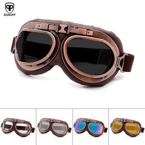 Motorradbrille, klassische Brille, Roaopp-Brille, Vintage-Moto für Pilot, Steampunk, ATV, Fahrrad, Kupferhelm