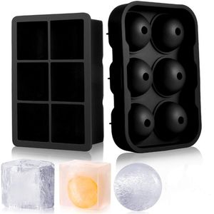 Set med 3 Silikon Ice Cube Brickor med lock Grädde Verktyg Stor storlek Mögel för Whisky Cocktails Icecream Reusable BPA Gratis KDJK2107