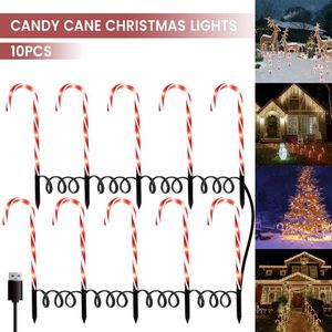 Garden Decorations Christmas Pathway Candy Cane Walkway Light Stake Lamp Outdoor Yard Decorative B99