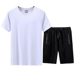 メンズカジュアルラインストーン半袖Tシャツ2ピーストラックスーツデザイナーショーツ - 夏のおしゃれなクルーネックシャツと1/2パンツ