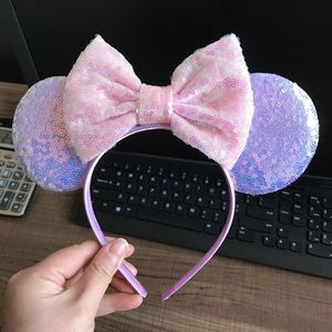 A875 Europa Baby Girl Fermaglio per capelli Cartoon Bowknot Paillettes Hairhoop Bambini Fascia per capelli Fascia per capelli Principessa Bambino Performance di danza Accessorio