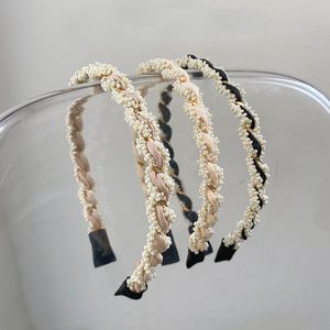 Vintage Bohemian Braid Pearl Ribbon Chain Hairband Headwear Accessori per capelli