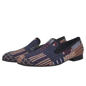 Amerikanische Flagge Print Kleid Schuhe Männer Loafer Hausschuhe Für Party Und Bankett Rote Laufsohle männer Casual Schuhe Plus größe