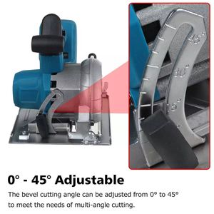 10800RPM 125mm Cordless Electric Circular Wood Cutter 0° to 45° Adjustable Sawing Machine for 18V Battery