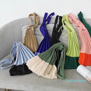 Cross Body Style Women Knit Folds Hand Bag Design Fashion Shoulder Pleated Ladies Elegant Panelled Tote Bags