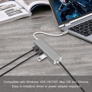 USB-C-Ethernet-Adapter mit 3 USB 3.0-Hubs für MacBook Pro PC Typ Gigabit Rj45 Lan