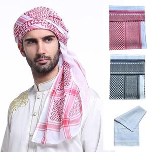 2021 Islamic Saudiarabiska Dubai Head Scarf Män Traditionella kostymer Muslim Tillbehör Turban Bön Hatt Plaid Hijab