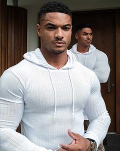 Primavera moda esportes encapuçado suéteres homens turtleneck s magro ajuste pulôver suéter fitness knitwear 210909