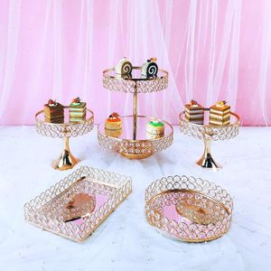 Andere feestelijke feestbenodigdheden Gold Cake Stand Set Cupcake Trade Tools Home Decoratie Dessert Tabel Decoreren Trouwdisplay