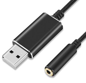 Cabo de som de som USB externo para 3,5 mm Adaptador de áudio estéreo de microfone HD para laptop desktop 20cm 100cm