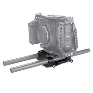 ロッドサポートレールDSLRカメラリグのための15mmロッドクランプレールブロックが付いているカメラの取り付けプレートの三脚の取り付けプレート