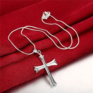 Herren-Halsketten mit Kreuz-Anhänger aus Sterlingsilber GSSN290, modische, schöne 925er-Silberplatten-Schmuckhalskette