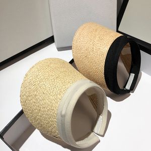 Moda Classic Raffia Sol Hona Mulheres Ao Ar Livre Sunscreen Cap Letra Cor Sólida Cores Respirável Capas Estilo Simples Chapéus