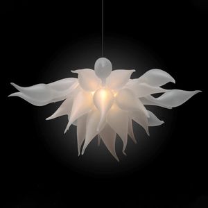 Frosted White Led Lampa Wisiorek Ręcznie Dmuchane Szklany Żyrandol Nowoczesne Ślub Dekoracyjne Kryształowe Żyrandole Światło 28 o 16 cali