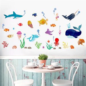 Esquecida de peixe subaquático Starfish Bubble Wall Decor para salas de estar 3d Departamento Banheiro Crianças Decalques de decoração de casa