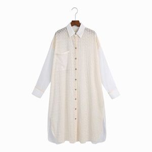 Oversized Women Shirt Klänning Sommar Ankomst Broderi Hollow Out Plus Size Sundress Feminino Vestido 210602