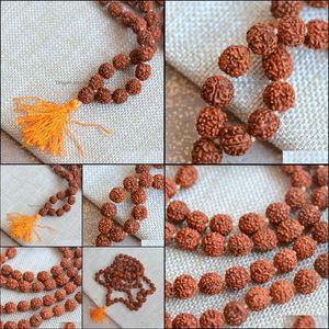 Collane con ciondolo Pendenti Gioielli 108 Collana di perline Rudraksha Perle di Mala Bracciale Bodhi Lacrime di Shiva Nappa Goccia di preghiera Consegna 2021 Dtip