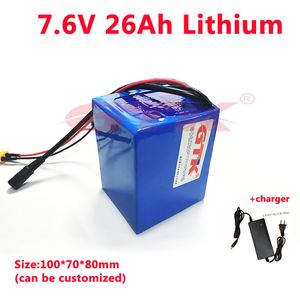 GTK 7.4V 20AH 25AH 26AH LITIUM Batteripaket för elektriska leksaker Power Tools GPS Locator Houdspeaker Box 3A Charger