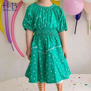 Mädchen Kleidung Set Summer Kurzarm herzförmig bedrucktes Top + Rock 2pcs süße Kleinkind Kinder 210611