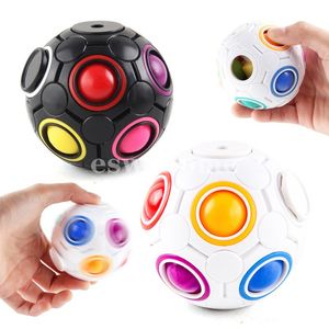 Partybevorzugung drehbarer Regenbogen-Magie Anti-Stress-Ball Zappelspielzeug Einfache Grübchen Push-Blase sensorisch für Erwachsene Kinder