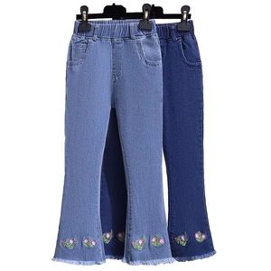 Jeans 2021Spring Autumn Casual Girl Flower Design Kids Thick Warm Winter Girls Leggings Trousers Pants Children's Clothing