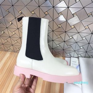 designer 2021 women candy color platform half boots fashion autumn winter top layer cowhide thick bottom Martin boot woman ankle 3021