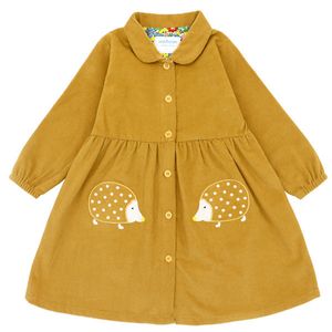 Little Maven Brand 2021 Autumn Baby Girl Clothes Cotton Hedgehog Applique Shirtdress Toddler Corduroy Dresses for Kids 2-7 Years Q0716