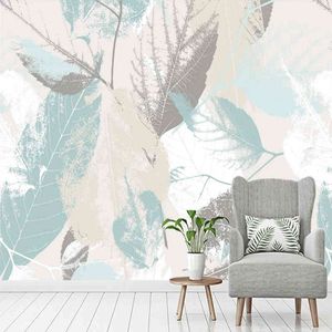 Custom Photo Wallpaper Modern Hand Painted Leaves Abstract Art Murals Living Room TV Sofa Bedroom Home Decor Papel De Parede 3D