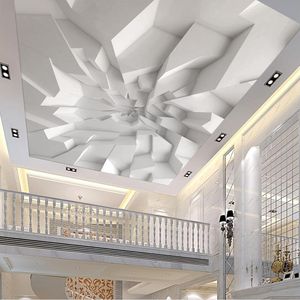 Пользовательские размеры фрески обои 3d стерео белый полигональный кирпич настенный потолок фото стена бумаги гостиная гостиница Papel de parede