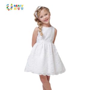 Vestiti estivi per bambini di alta qualità Vestiti per bambini per adolescenti per ragazze di età compresa tra 2 e 12 anni Bellissimo abito con fiori in pizzo Abito bianco per bambina Q0716