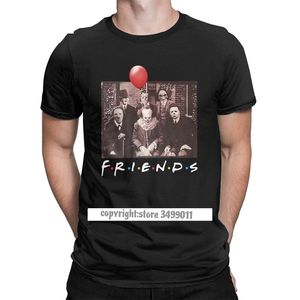 ホラーフレンドティーシャツPennywise Michael Myers Jason Voorheesハロウィーン男性Tシャツユニークな綿夏服210707