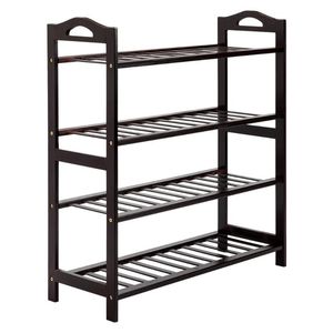 Clothing & Wardrobe Storage 4 Tier Bamboo Shoe Rack Organizer Coffee Wooden Shelves Corner Stand Shelf Multi-functional Banger Household