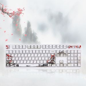 Wangjiang Plum Blossom PBT Пять сторон Красивя 108 Клавиши OEM Профиль Клейкоп для DIY Механические клавиатуры Клавиатуры