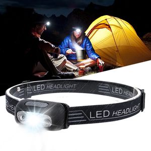 Mini farol led diodo largo envertido moço sensor inteligente conduzido gadget ao ar livre camping de pesca de pesca caça ciclismo cabeça luz cabeça lâmpada de tocha usb lanterna de brilho de carga