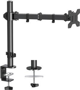 Single Monitor Stand Mount, Height Adjustable LCD Monitor Desk Mount, Articulating Full Motion Tilt Swivel Monitor Arm - Fits 13" to 27" Computer Screens