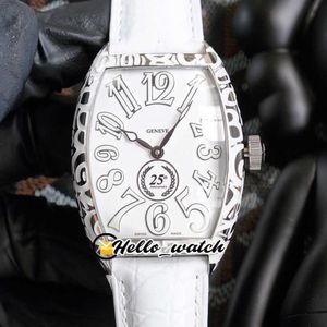 Designer Watches 42mm Cintree Curvex Black Croco 8880 25. rocznica Męskie Zegarek 3D Markery Stal Carve Cracked Case White Leather Pasek