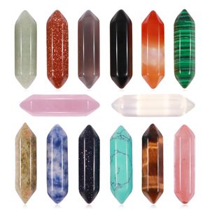 Favor de pedra de cristal natural favorita coluna hexagonal gem pendente acess￳rios Diy J￳ias 32x8mm
