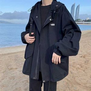 Куртка с капюшоном мужчины женщин весна осень осень в Гонконг стиль тенденция свободных roffian красивый средняя протяженность инструментальная мужская ветровка 2111217