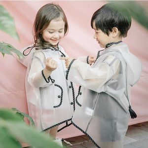 Vattentät Eva Rain Coat Boy Children's Raincoat Girls Windproof Poncho Kindergarten Kids Baby Hooded Rainwear Rainsuit Cape 210320