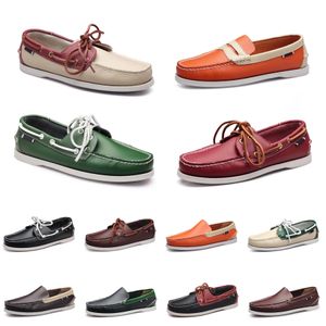 Läderskor loafers mode topmen casual sneakers bottom low cut classic trippel svartblå gr