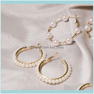 Jewelrysimple Plain Gold Color Metal Pearl Hoop Earrings Fashion Big Circle Hoops Statement For Women Party Jewelry & Hie Drop Delivery 2021