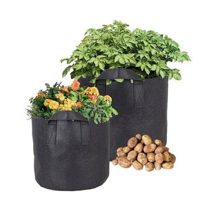 Vasi per fioriere Buona borsa per coltivazione di piante da 2/3/5/7/10 galloni con manico Vaso per semi in tessuto per fiori vegetali Eco-Friendly Ventilate Attrezzi da giardino