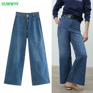 Vuwyv primavera azul calças de brim branco mulher de cintura alta cowboy calças de denim moda premium marinho straight streetwear mulheres 210430