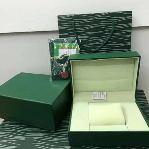 럭셔리 고품질 녹색 시계 박스 케이스 종이 가방 인증서 목재 여자 남성용 원본 상자 선물 가방 액세서리 핸드백