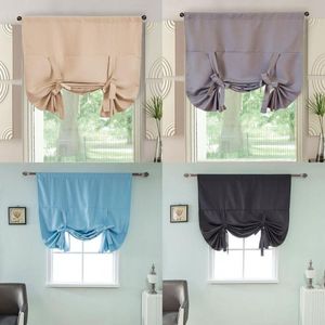 Curtain & Drapes 1PC Tie Up Grommet Blackout Drapery Home Decoration Accessories Sun Shade Fabric For Kitchen Window