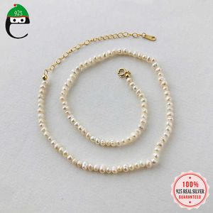 ElfoPlataSi Authentic 925 Sterling Silver Elegant Pearll Chocker Necklace For Women Wedding Birthday Gift Jewelry Y3-57