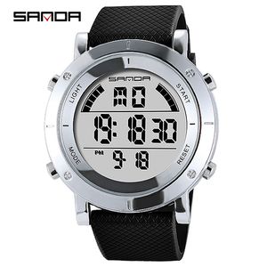 Sanda StainlSteel Case Sport Watch Mäns Digital Klockor Toppmärke Lyx Vattentät Militär Klocka Man Relogio Masculino X0524