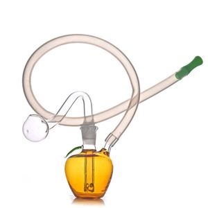 Apple Form Cookah Стеклянная горелка для горелки Bong для нефтяных установок Установка водных труб Маленький пепелтер с мужским стеклянным масляным горелкой трубы и силиконовый шланг