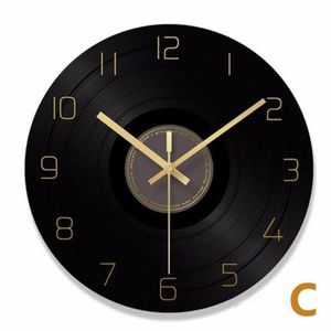 Wanduhren Schallplattenuhr Retro Industrial Römische Ziffern Zahlen Black Jam Dinding Unik Vintage Home Decor Kitchen 60C050