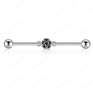 Star Industrial Barbell Piercing Jewelry Stainless Steel Ear Cartilage Helix Conch Earring 1 1/2Inch(38mm)